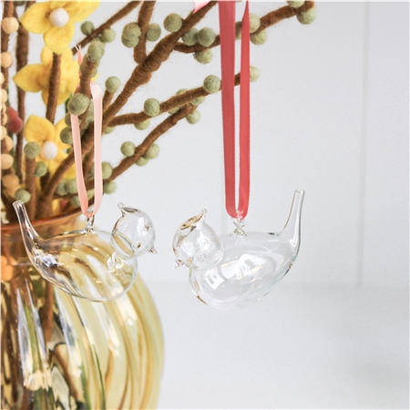 Glass bird with plume