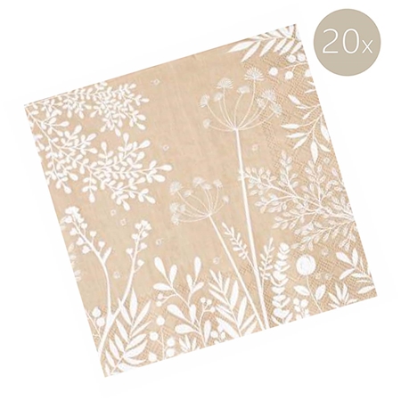 Cream paper napkins with flower décor