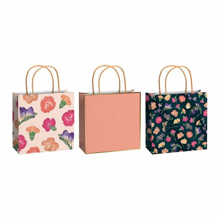Set of gift bags with flowers