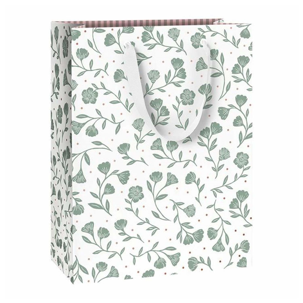 Gift bag with green flowers large