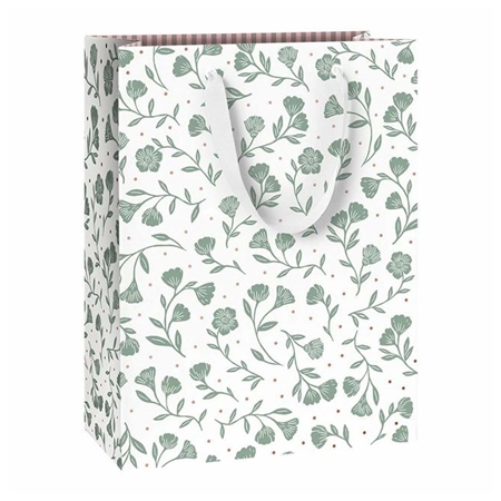 Gift bag with green flowers large