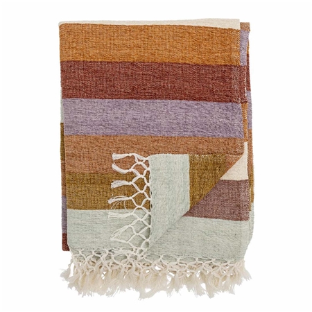 Cotton bedspread with coloured stripes