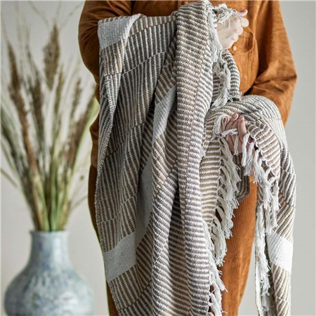 Recycled cotton bedspread brown and beige
