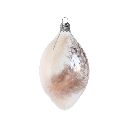 Kraslice with beige and speckled feather