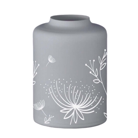 Grey vase with flower decoration