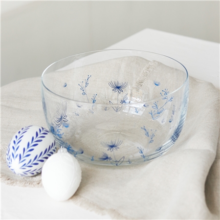 Glass bowl with blue plants