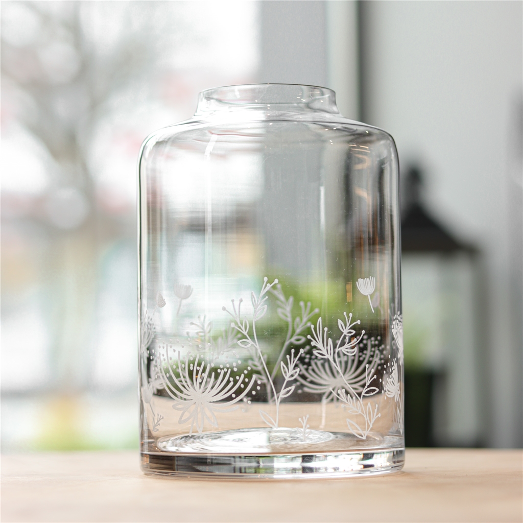 Clear vase with flower decoration