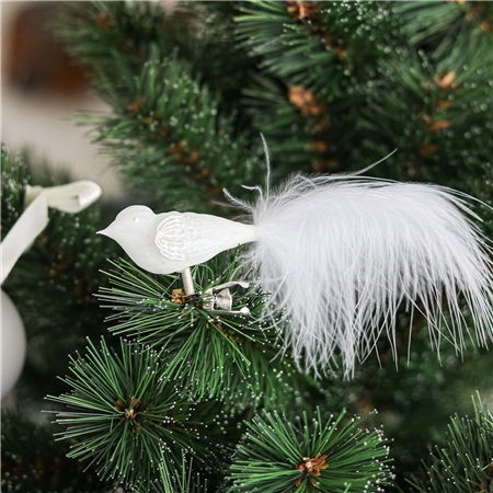 Glass bird white with flower decoration