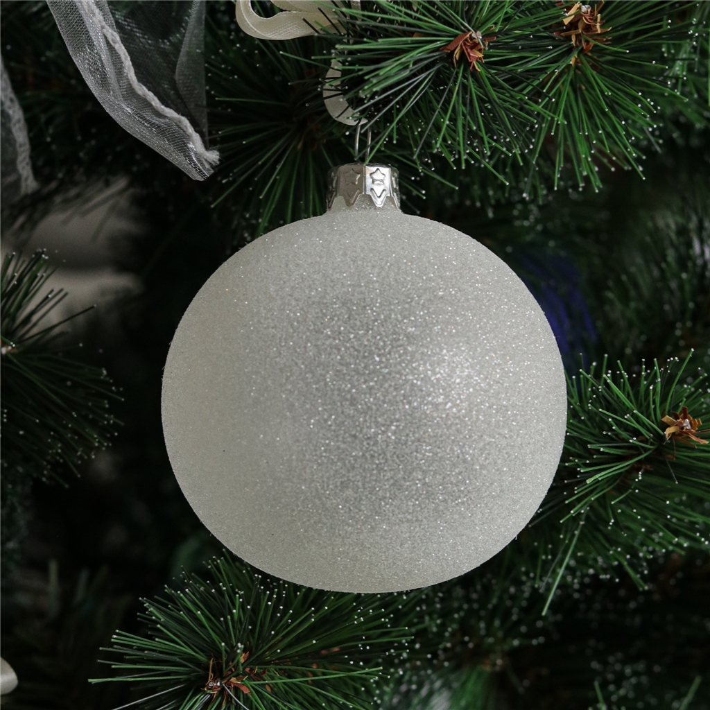 Glass christmas ball with white sprinkles