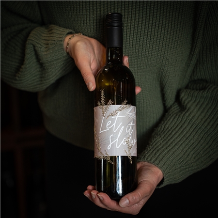 Let it Slow Wine – Hibernal 2024, late harvest with a hand-decorated label