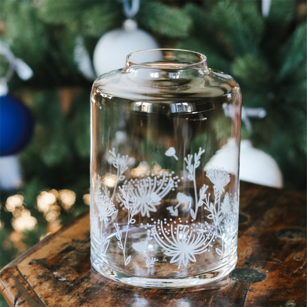 Clear vase with flower decoration