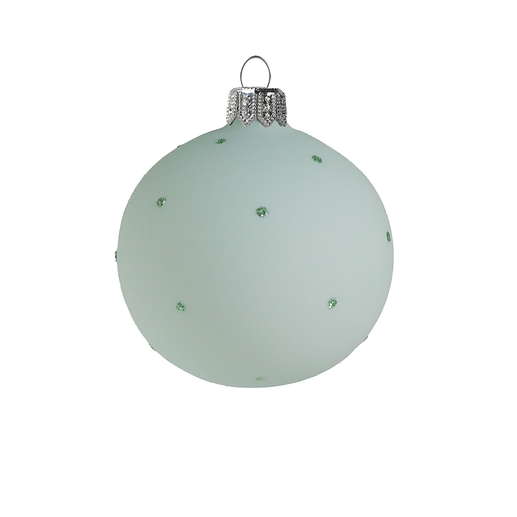 Pastel green flask with dots