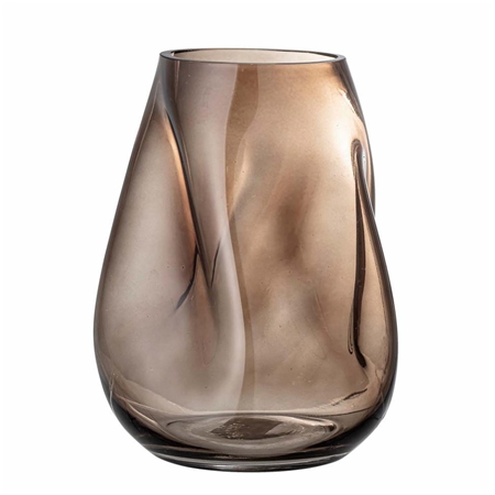 Brown glass vase with a crinkled effect
