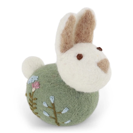 Felt bunny with embroidery green