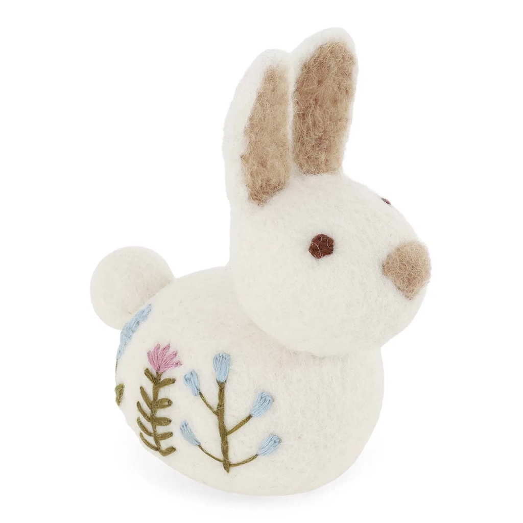 Felt bunny with embroidery white