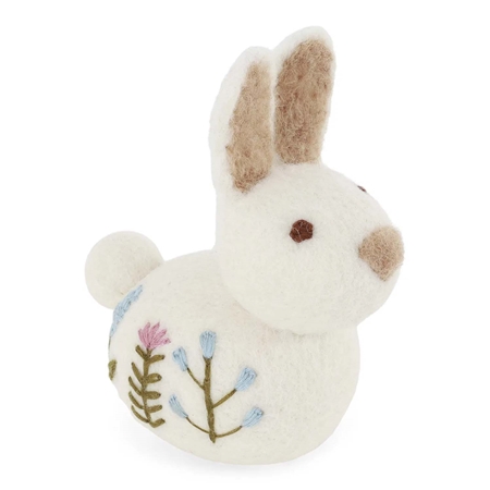 Felt bunny with embroidery white