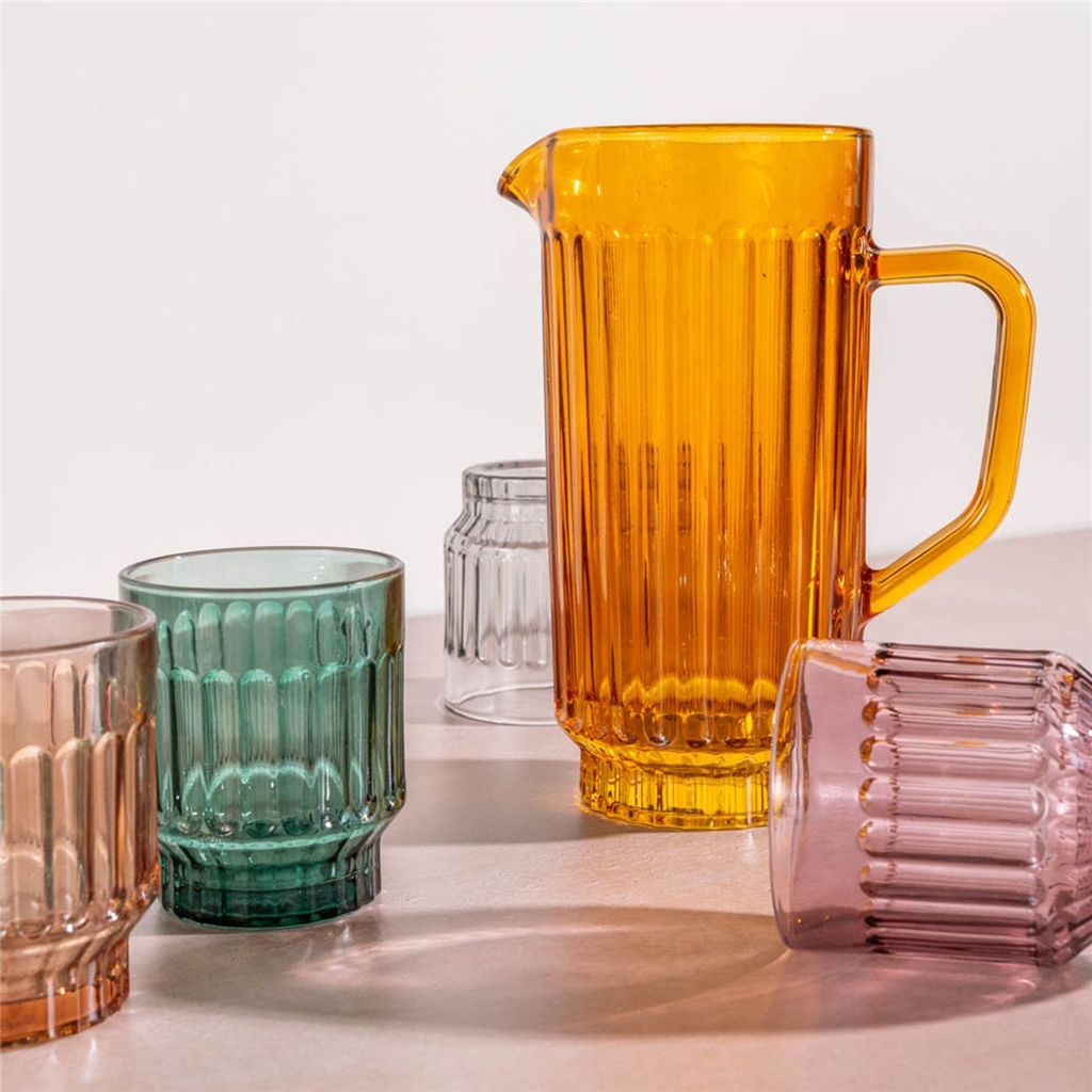 Glass water carafe in amber