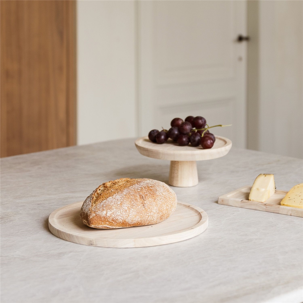 Mango wood cake tray small