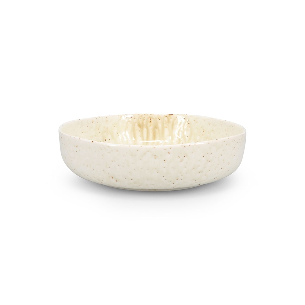 Structured salad bowl with fine glaze