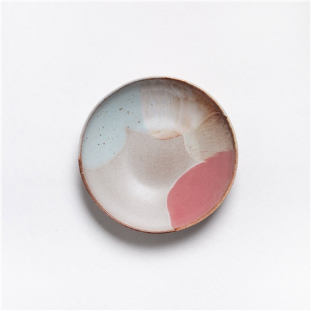 Deep plate with coloured pastel glaze