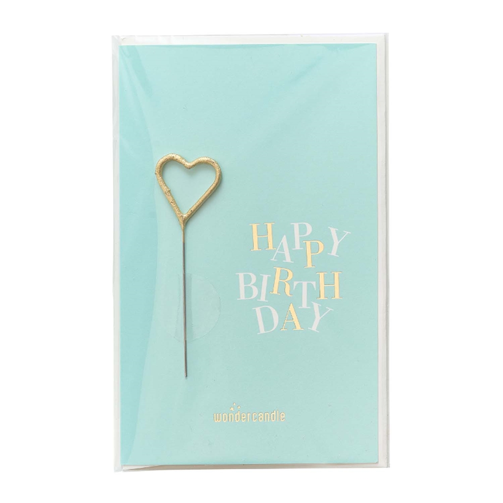 Greeting card with heart shaped sparkler - Happy birthday