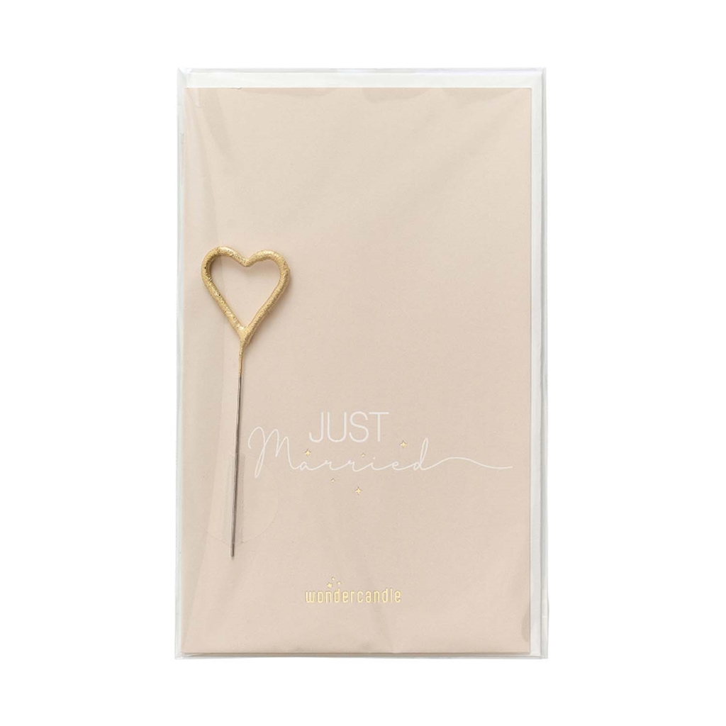Greeting card with heart shaped sparkler - Just married