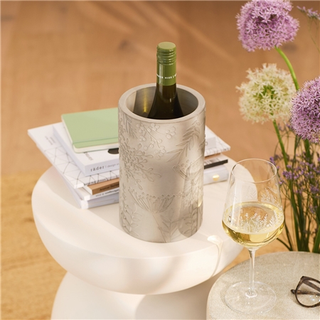 Bottle cooler with floral decoration