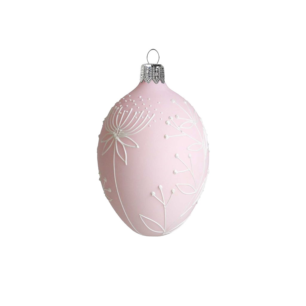 Easter egg with flower decoration in pastel pink