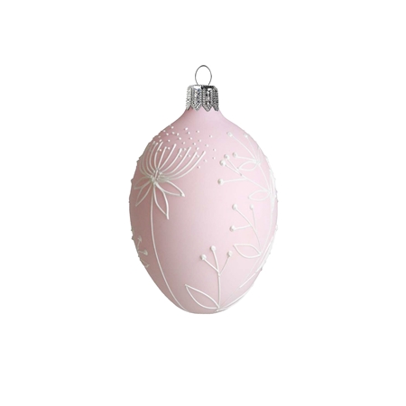 Easter egg with flower decoration in pastel pink