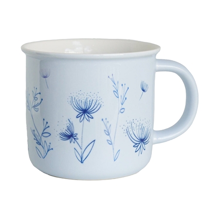 Light blue ceramic tin with meadow flower decoration