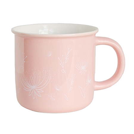 Light pink ceramic tin with meadow flower decoration