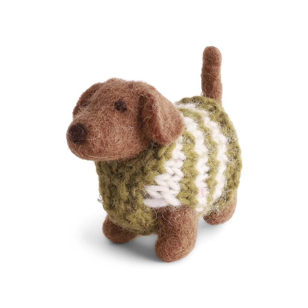 Felt dachshund with sweater