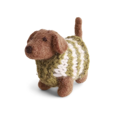 Felt dachshund with sweater