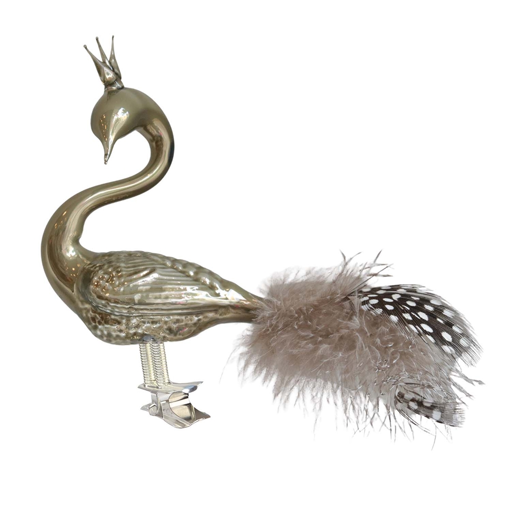 Glass swan khaki opal with crown 
