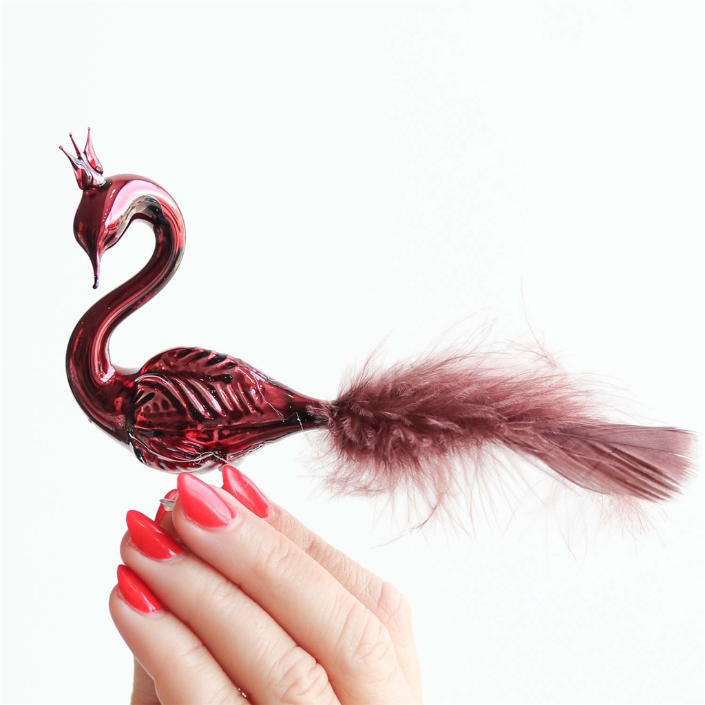 Swan in burgundy opal colour with crown