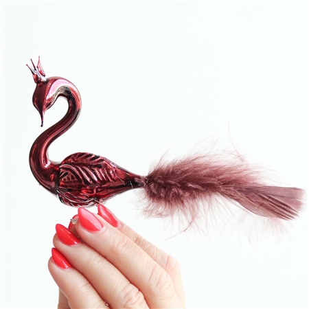 Swan in burgundy opal colour with crown