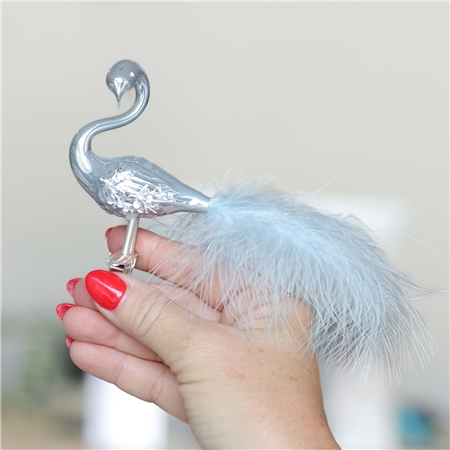 Frosty Gray-Blue Swan with Rhinestones