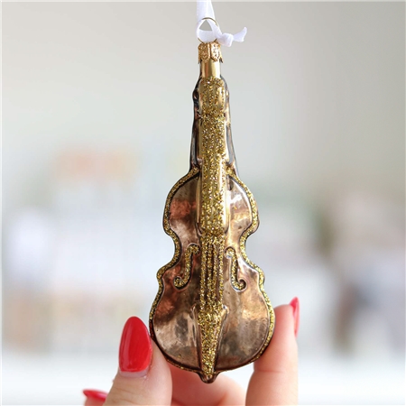 Glass decoration brown double bass