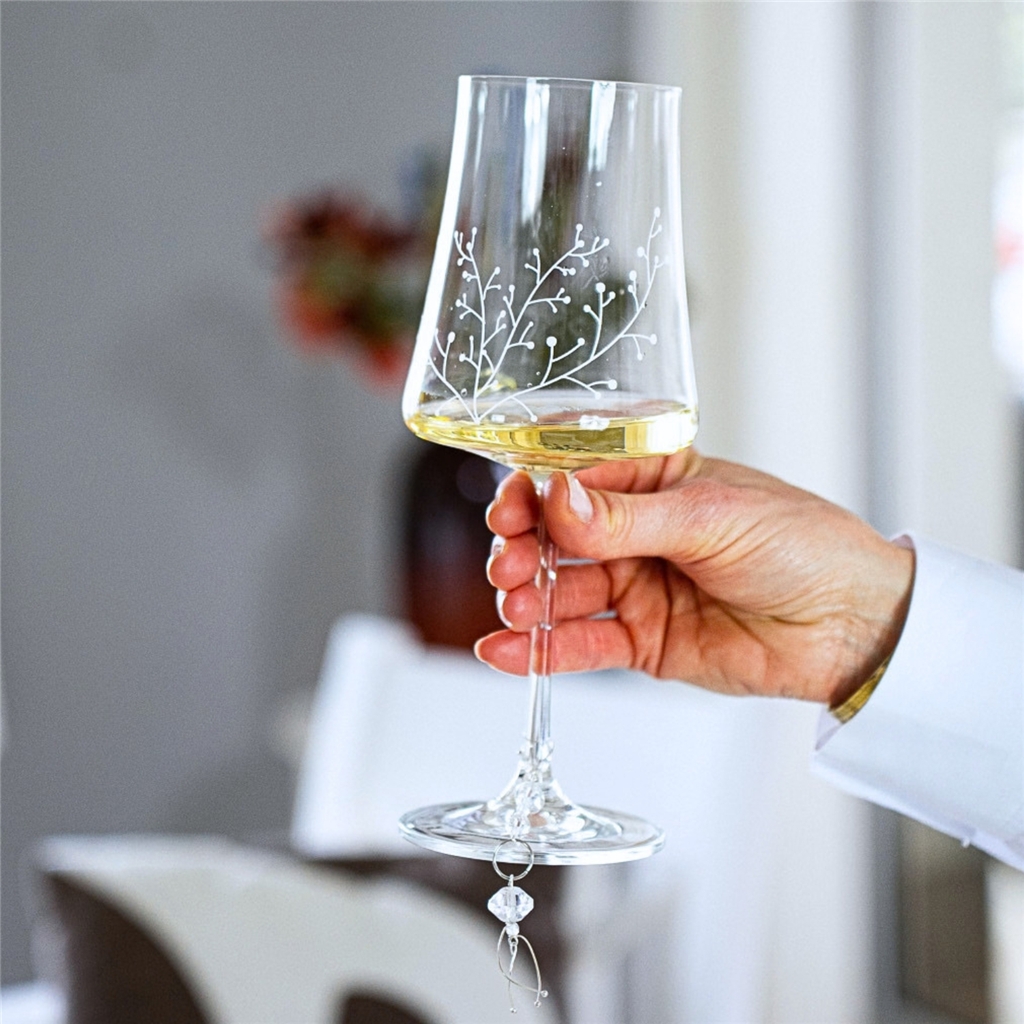 Set of wine glasses with frosty decor