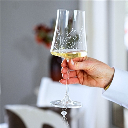 Set of wine glasses with frosty decor