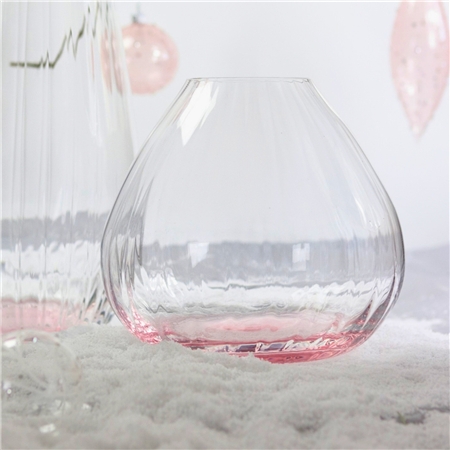 Clear vase with pink accent wide