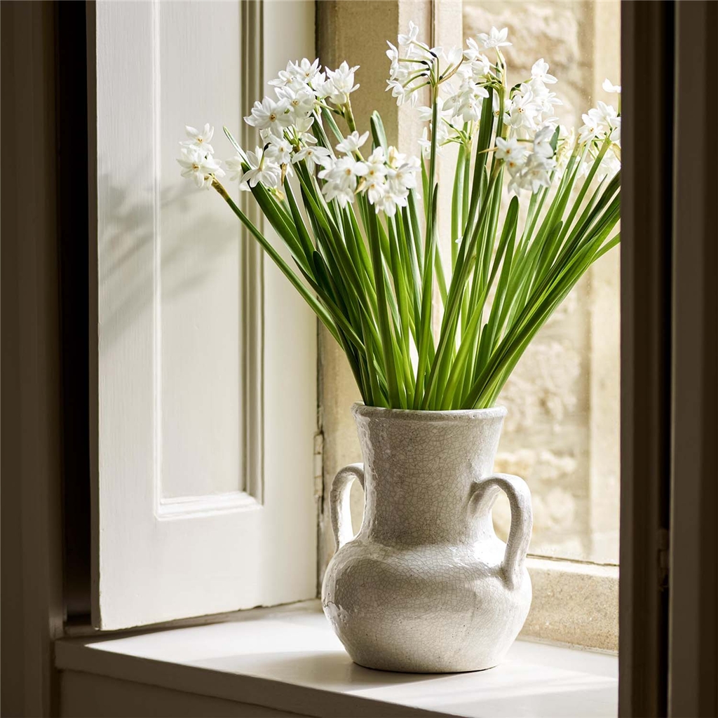 Ravello Vase with Handles, White