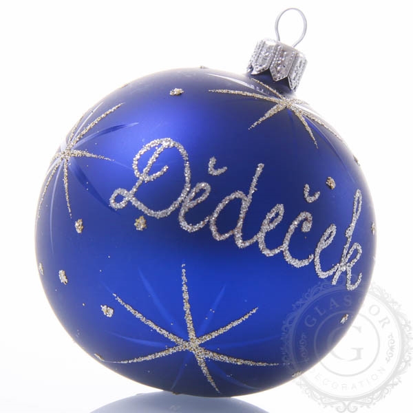 Christmas tree ball with name - blue 8 cm