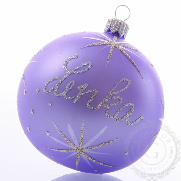 Christmas tree ball with name - violet 8 cm