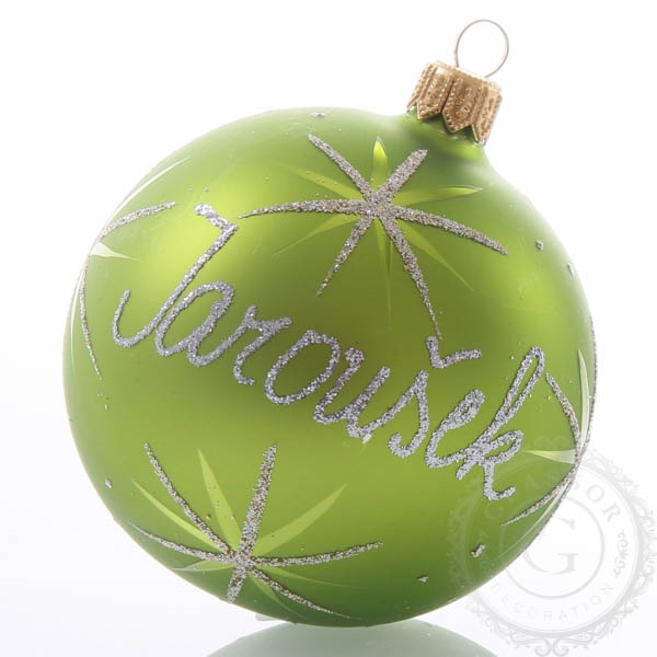Christmas tree ball with name - green 8 cm