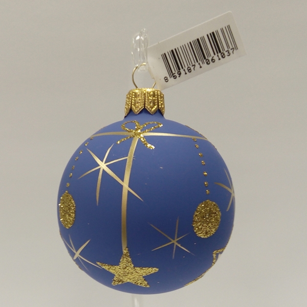 Bauble with bronze stripes and gold bows and stars